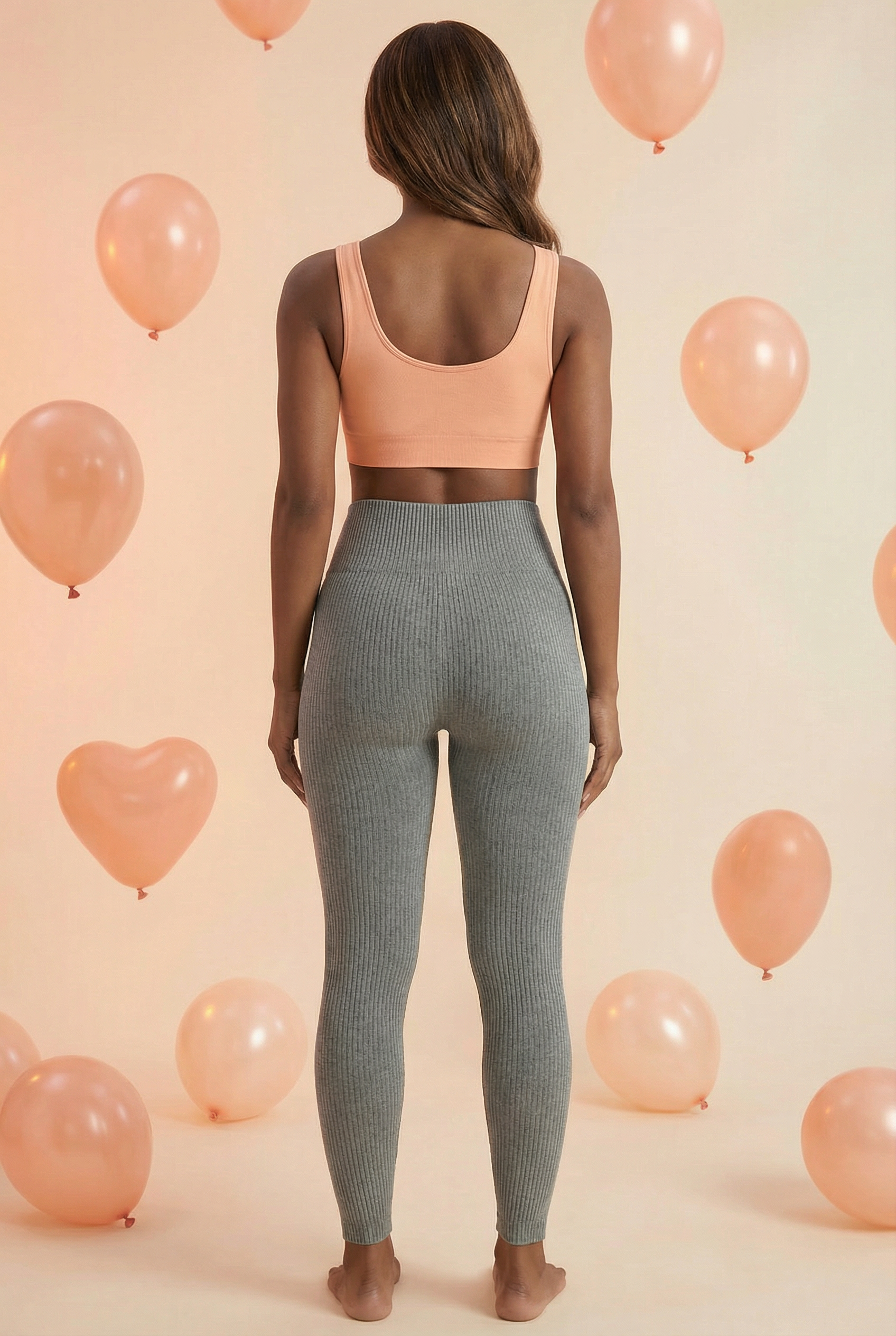 PREMIUM GREY RIBBED FLARED