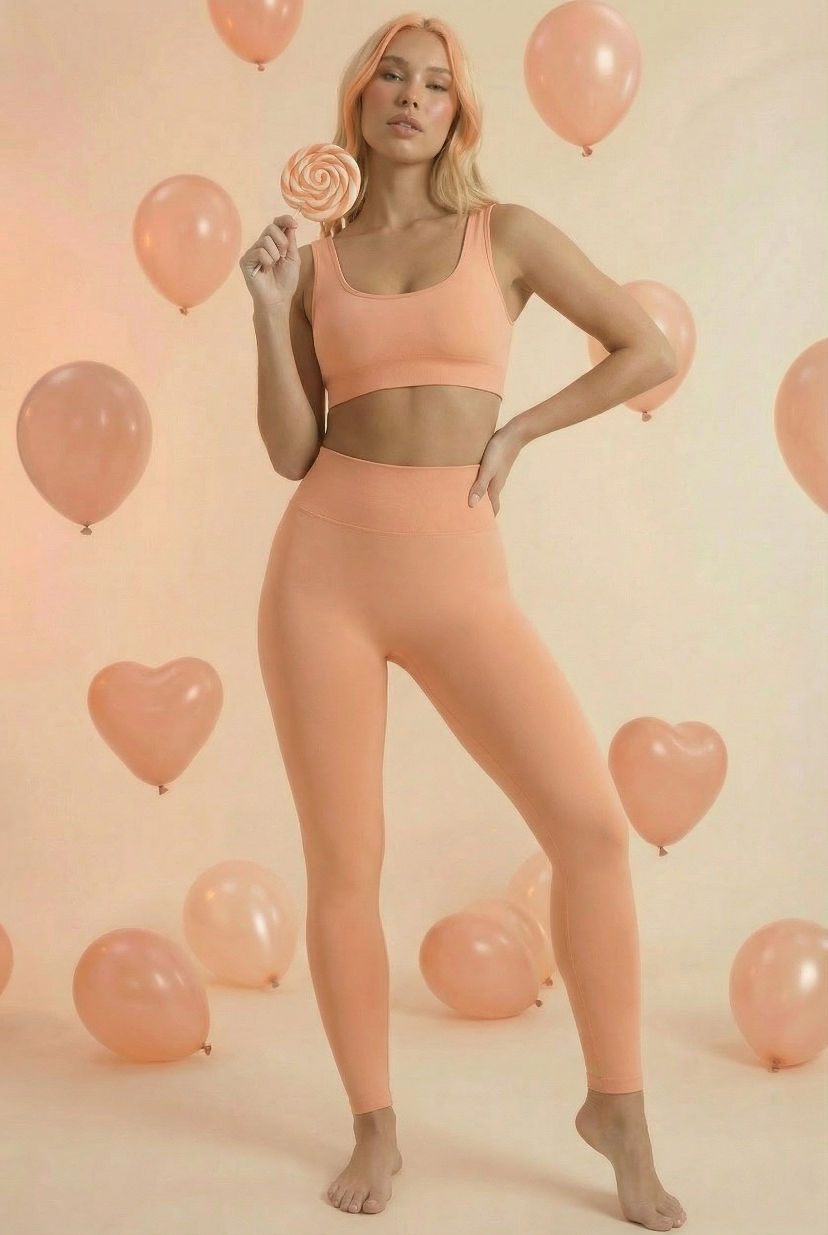 PREMIUM PEACH RIBBED LEGGINGS