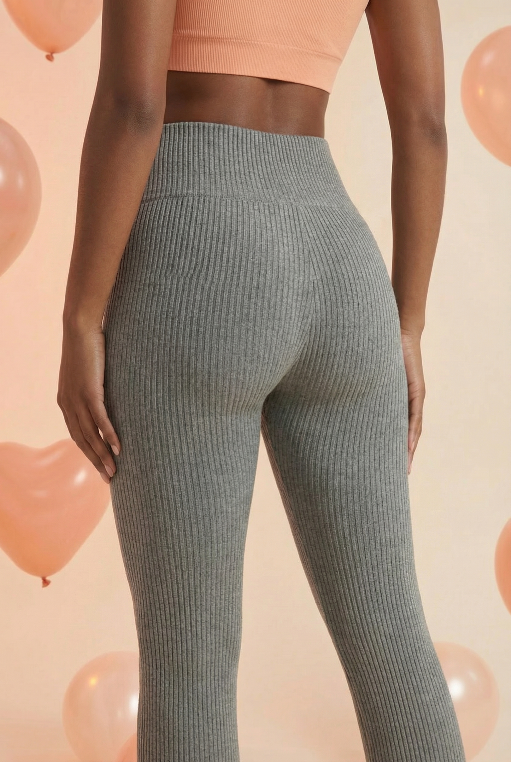 PREMIUM GREY RIBBED FLARED