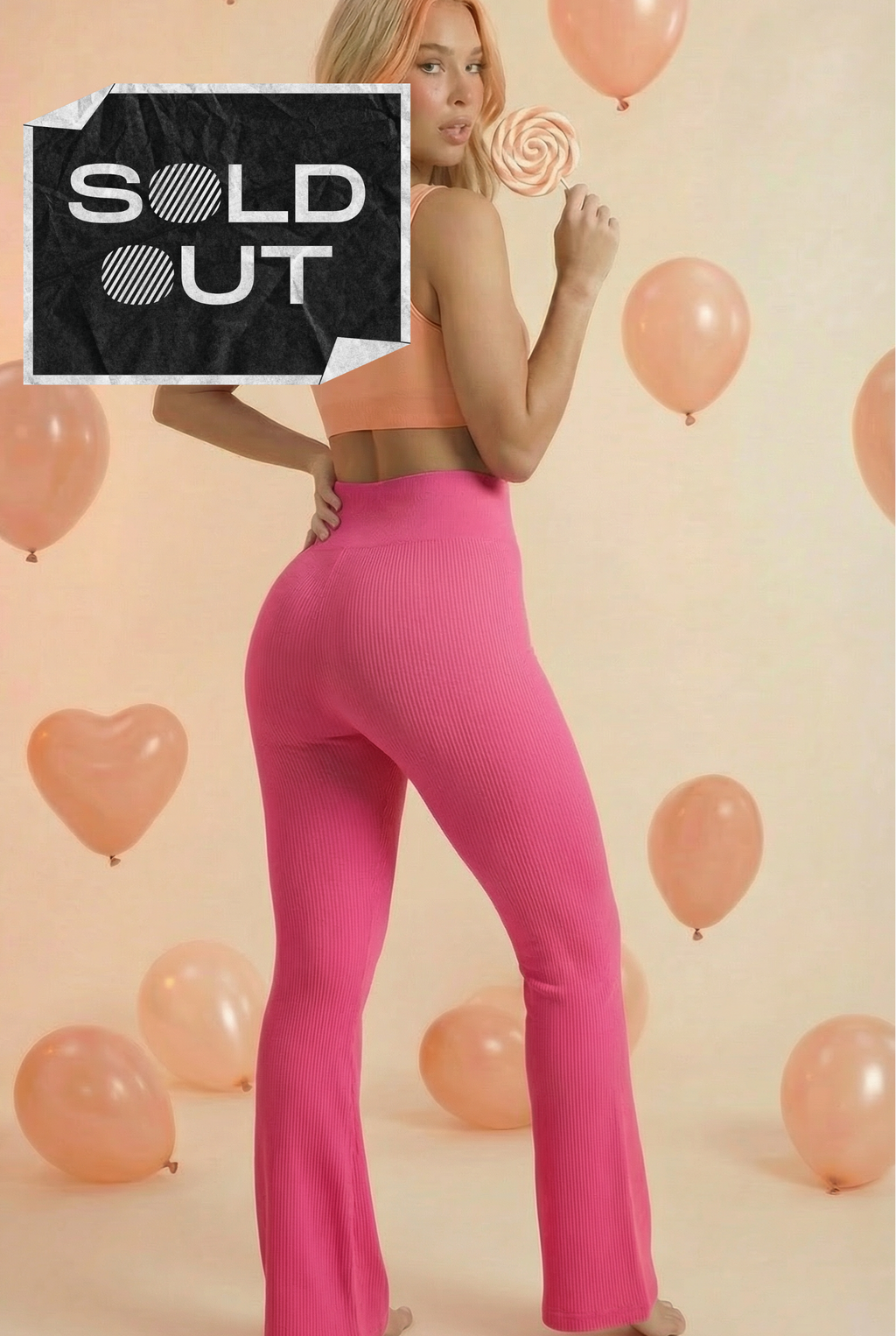 PREMIUM PINK RIBBED FLARED