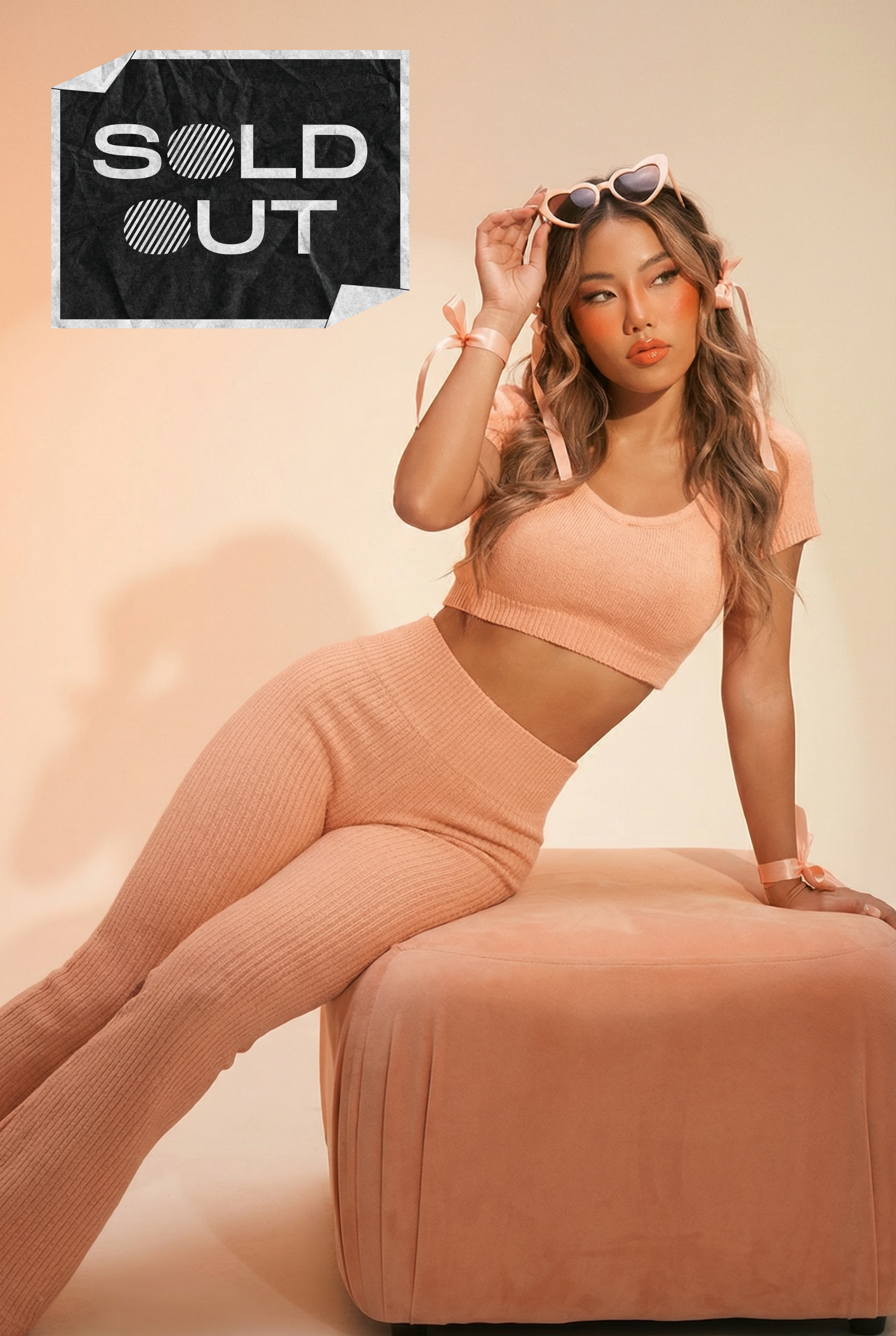 PREMIUM PEACH RIBBED LEGGINGS