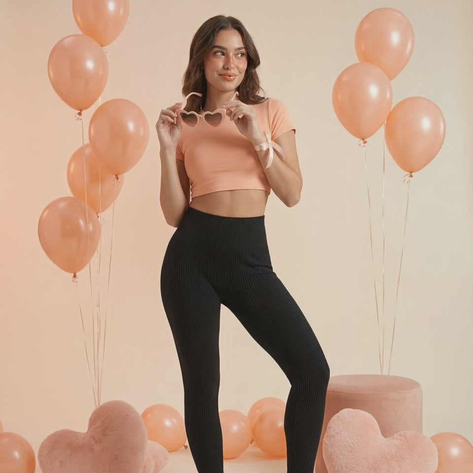 PREMIUM BLACK RIBBED LEGGINGS